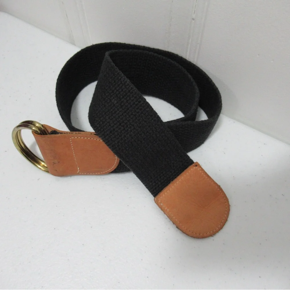 Canvas and Leather D-Ring Belt Size Small Medium